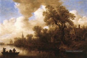 Scène de la rivière Jan van Goyen Peinture à l'huile